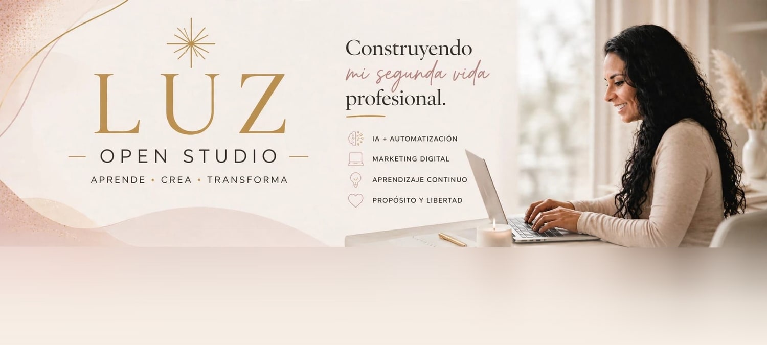 Luz Open Studio — Aprende, crea, transforma. Construyendo mi segunda vida profesional: IA y automatización, marketing digital, aprendizaje continuo, propósito y libertad.
